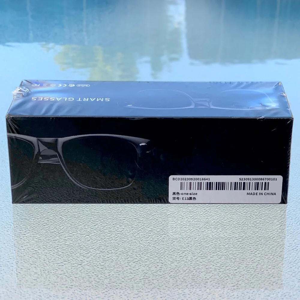 Black Frame Smart Glasses Wearable Tech, Model E13 ~ One Size